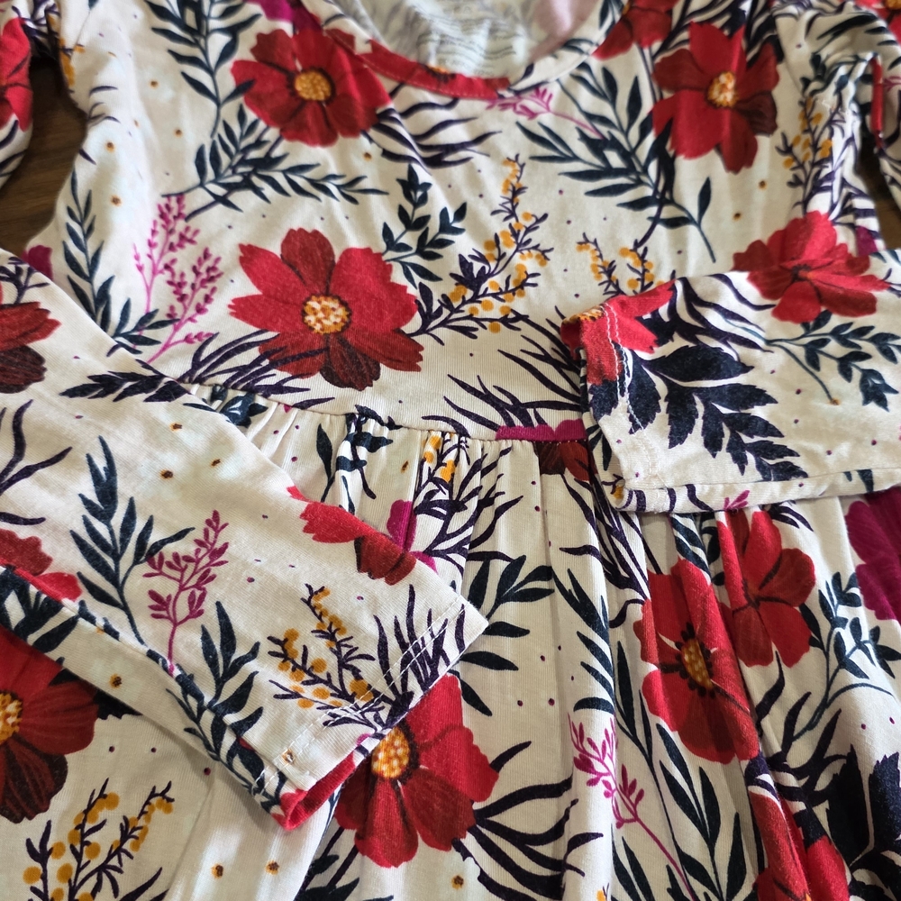 Floral Long Sleeve Kids Dress - Picture 6 of 8